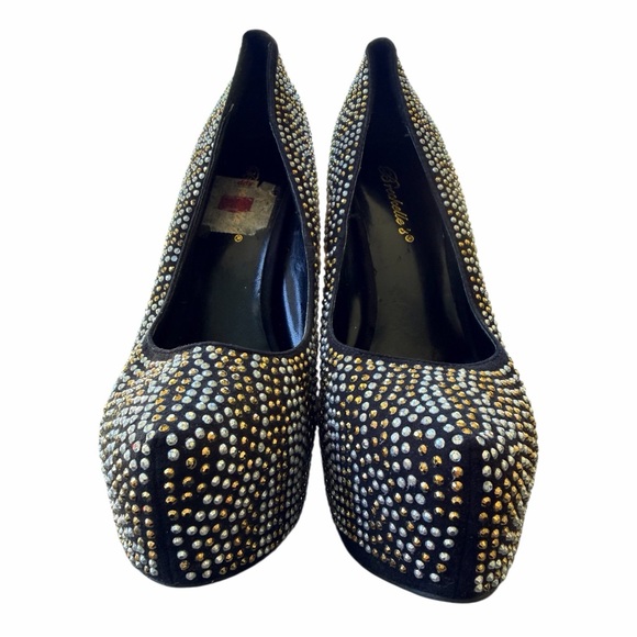Breckelle’s Woman’s Black Studded Platform Pumps Crystal Stilettos Size 7 1/2 - Picture 8 of 10
